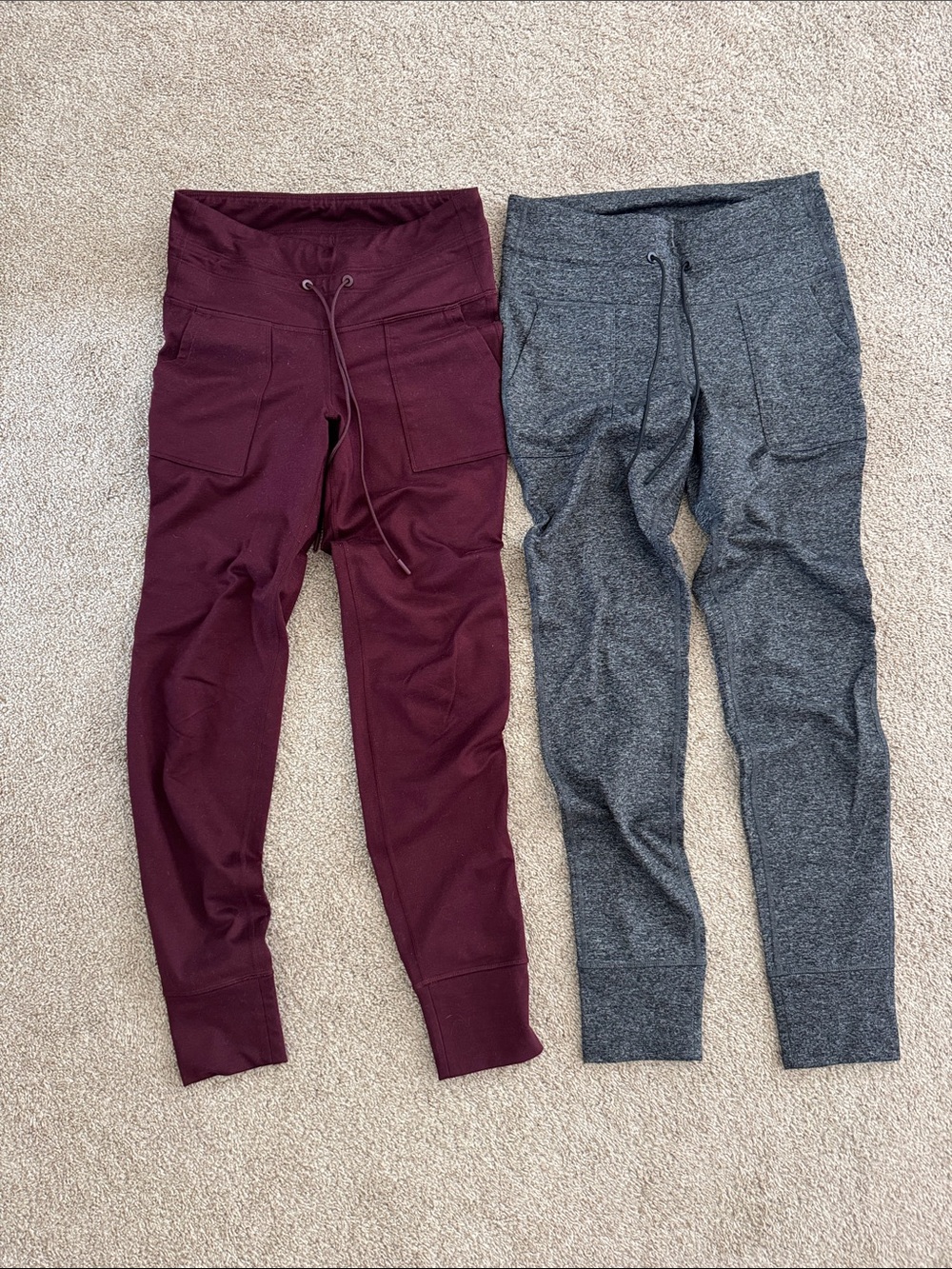 Old Navy High Rise CozeCore Leggings, Joggers, Women’s Size M, Burgundy and Grey
